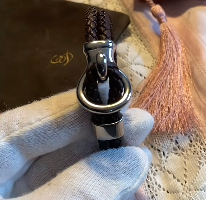 BRACELET EN CUIR ET ACIER INOXYDABLE