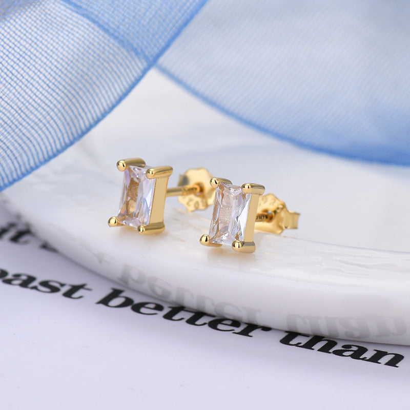 MINI BOUCLES D'OREILLES AVEC ZIRCON CUBIQUE EN ARGENT S925