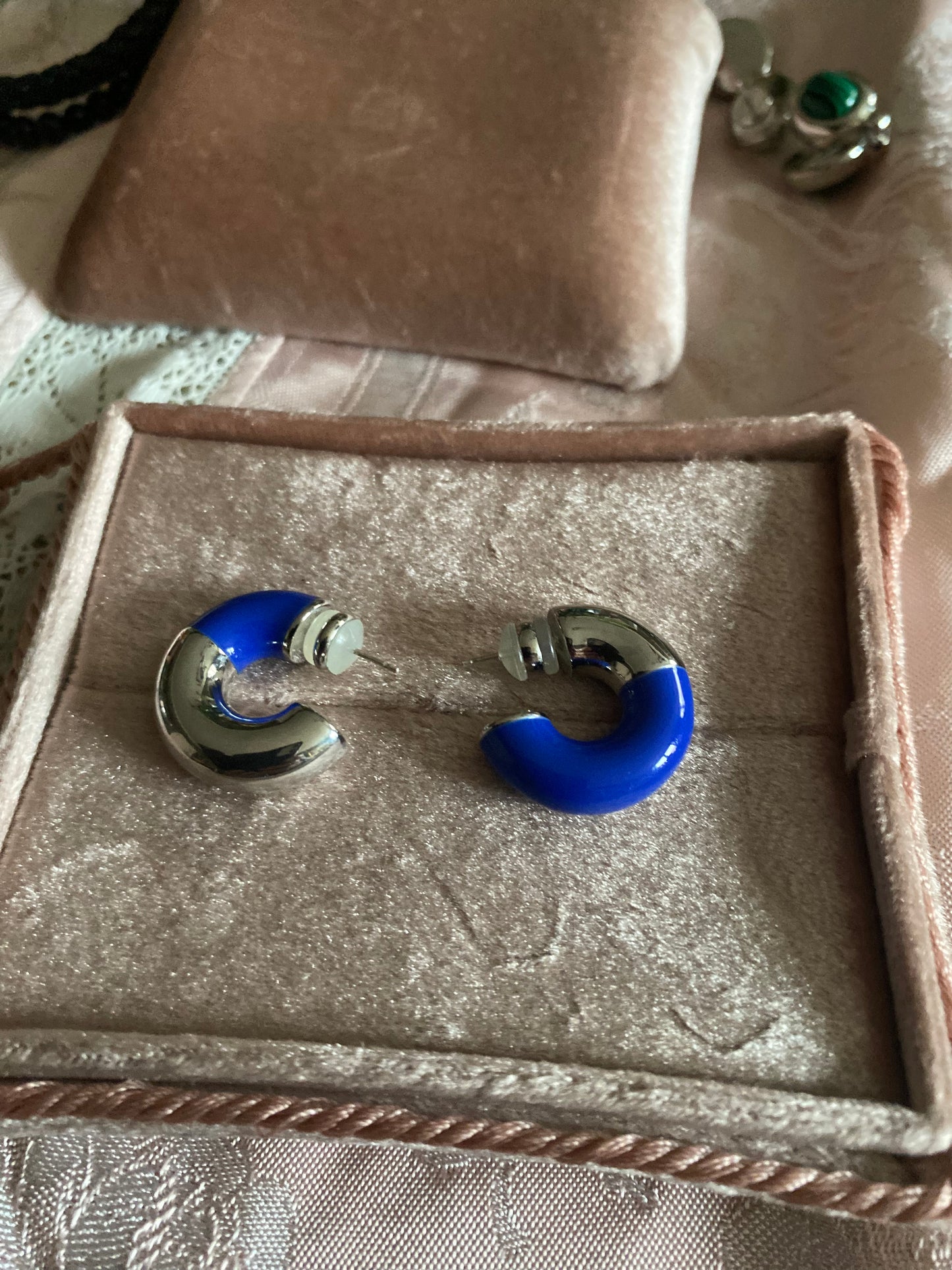 BLUE AND SILVER S925 EARRINGS
