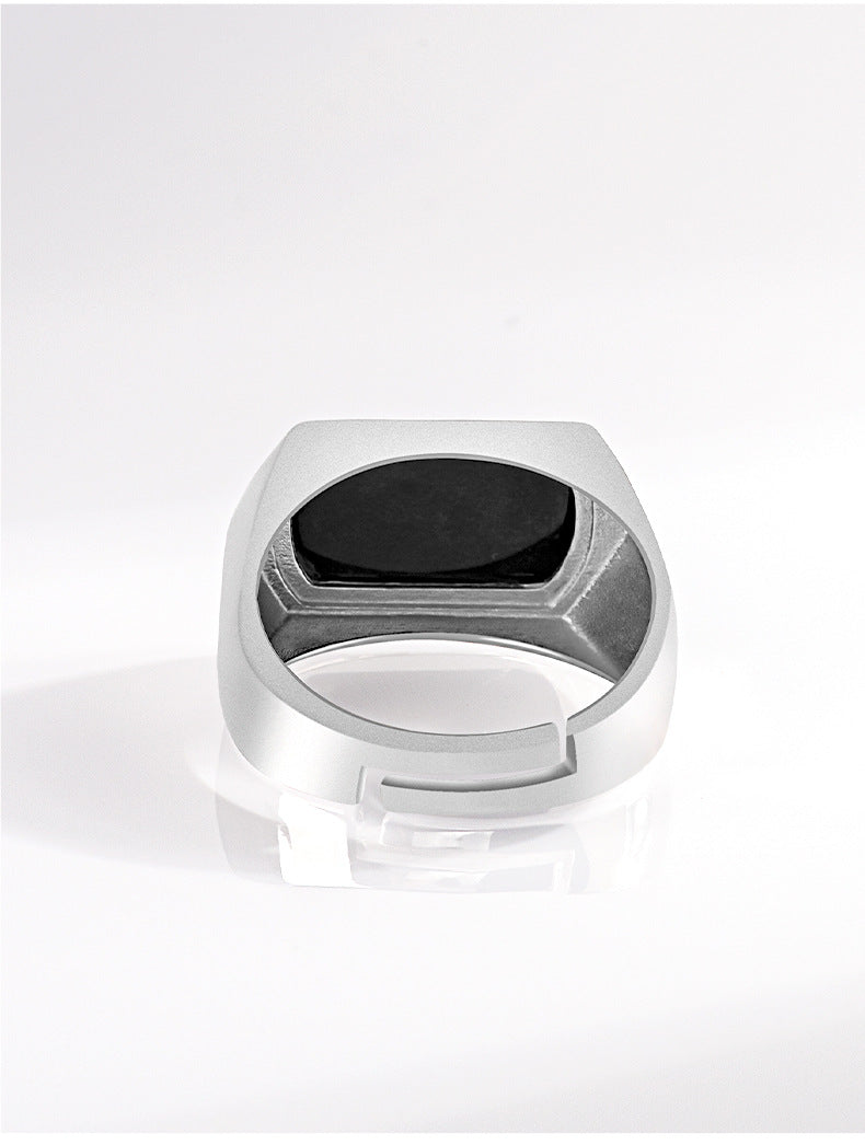 ANILLO DE PLATA CON JADE NEGRO