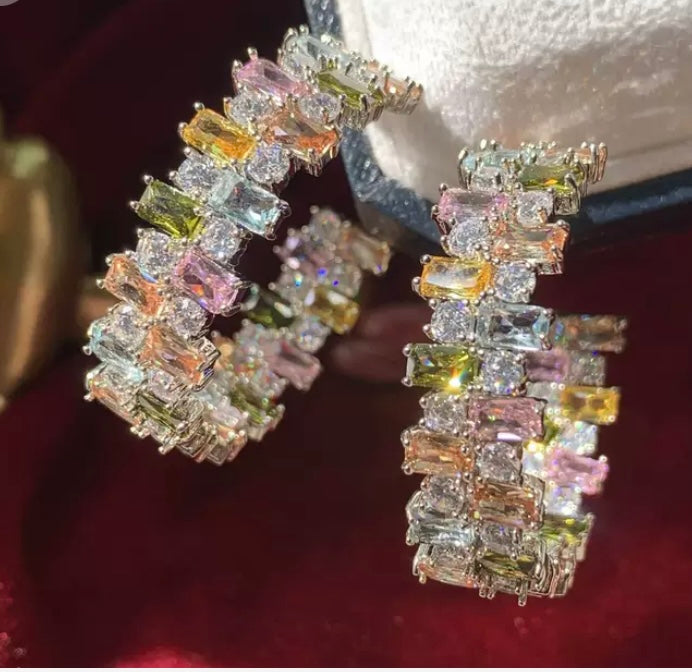 BOUCLES D'OREILLES GLAMOUROS EN ARGENT ZIRCON
