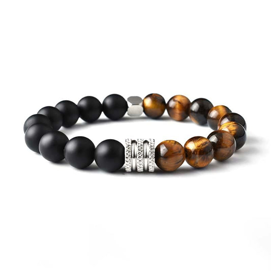 BRACELET ACIER LAVE OEIL DE TIGRE