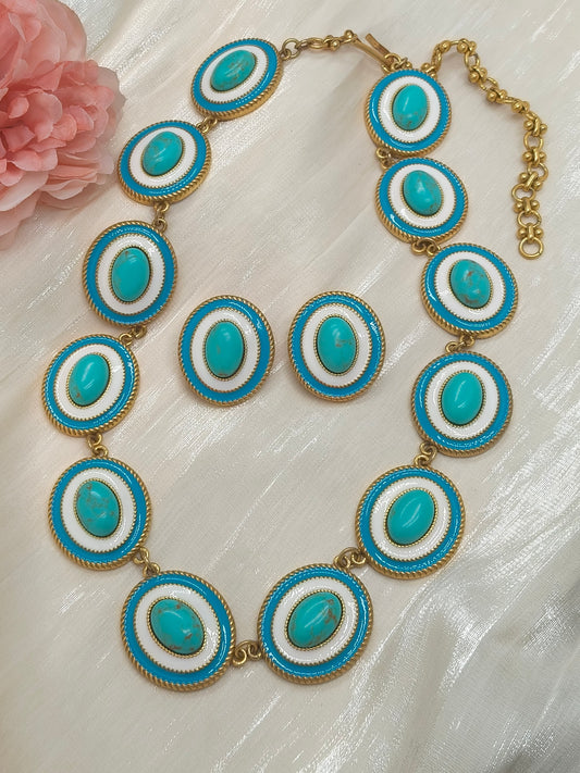 TURQUOISE ENAMEL SET