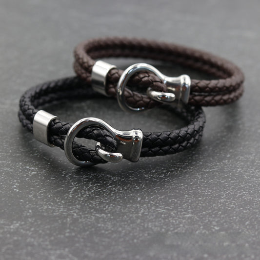 BRACELET EN CUIR ET ACIER INOXYDABLE